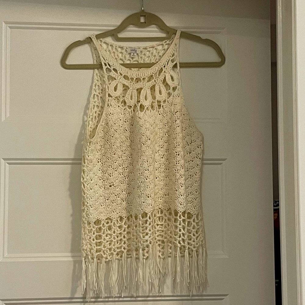 White Crochet Tank Top